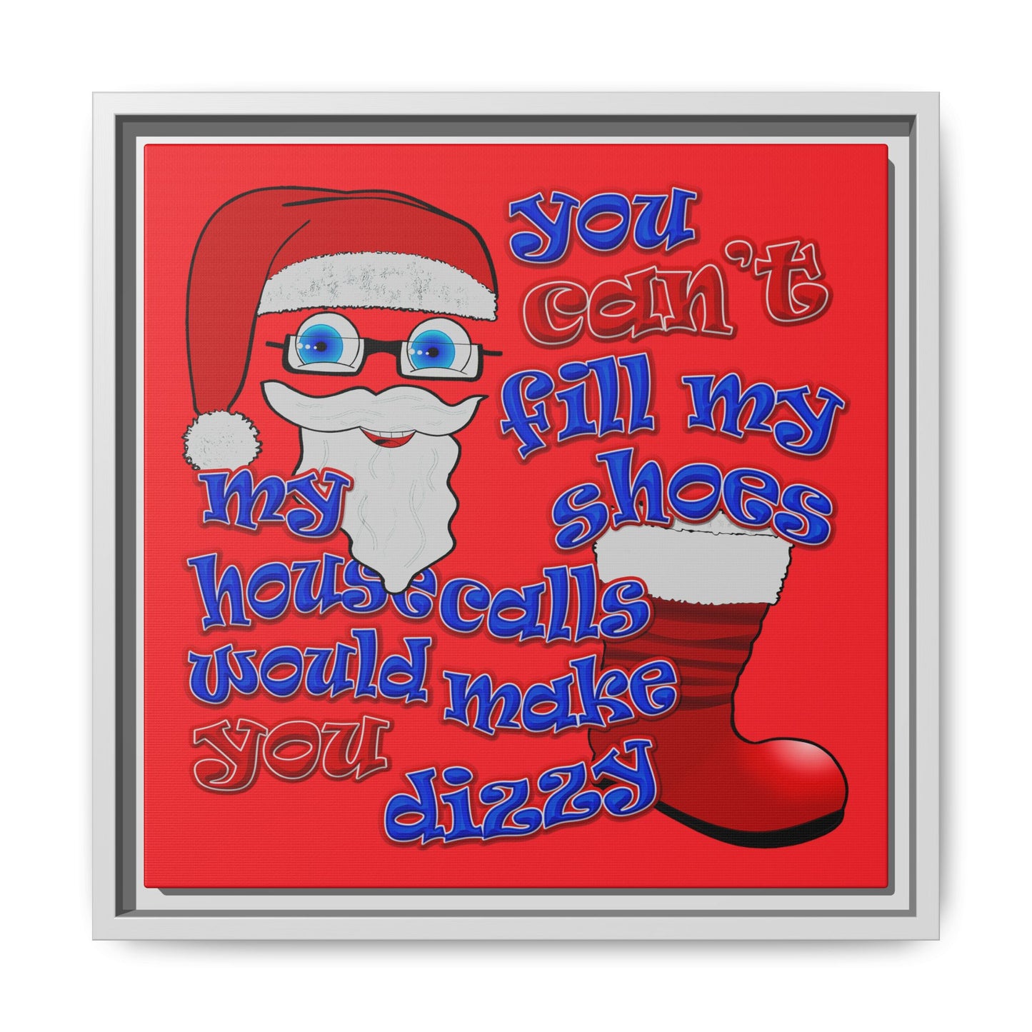 santa's shoes - framed canvas art (red)