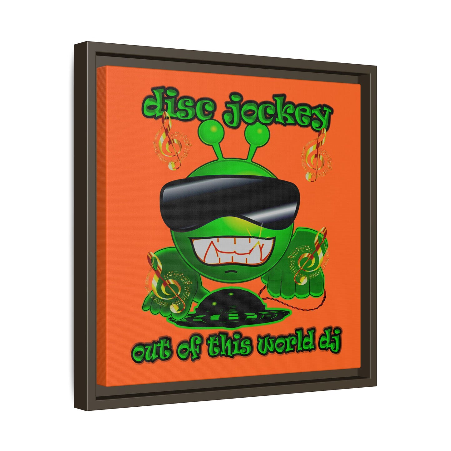 disc jockey - framed canvas art (orange)