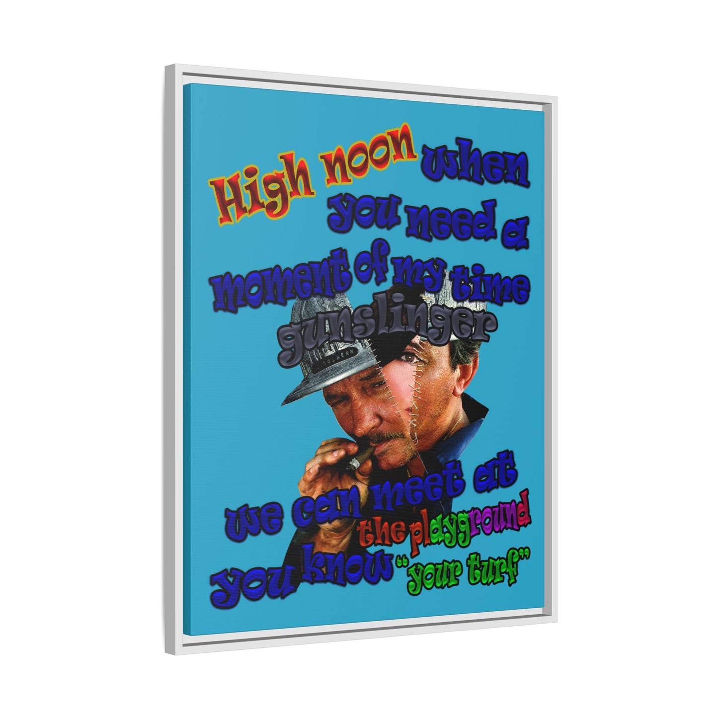 high noon - framed canvas art (turquoise)