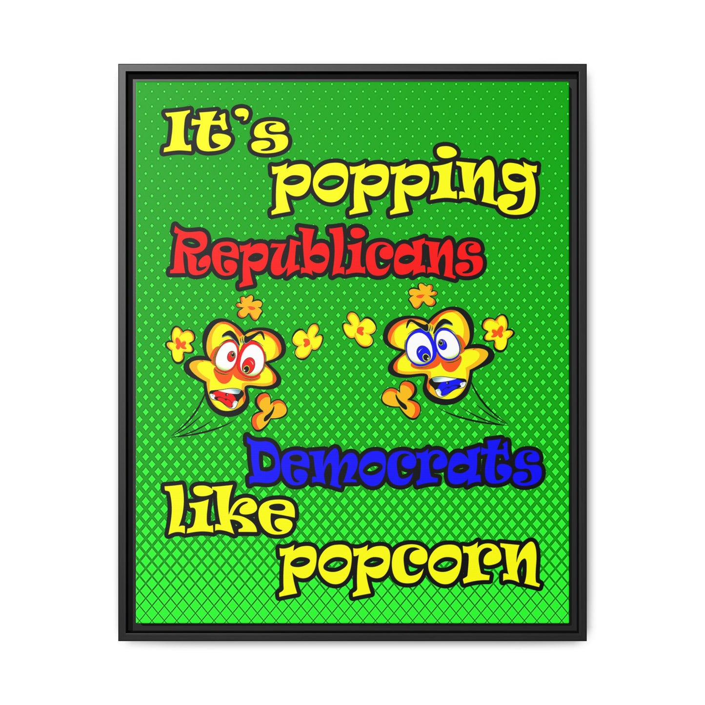 popping like popcorn - framed canvas art (logo green)