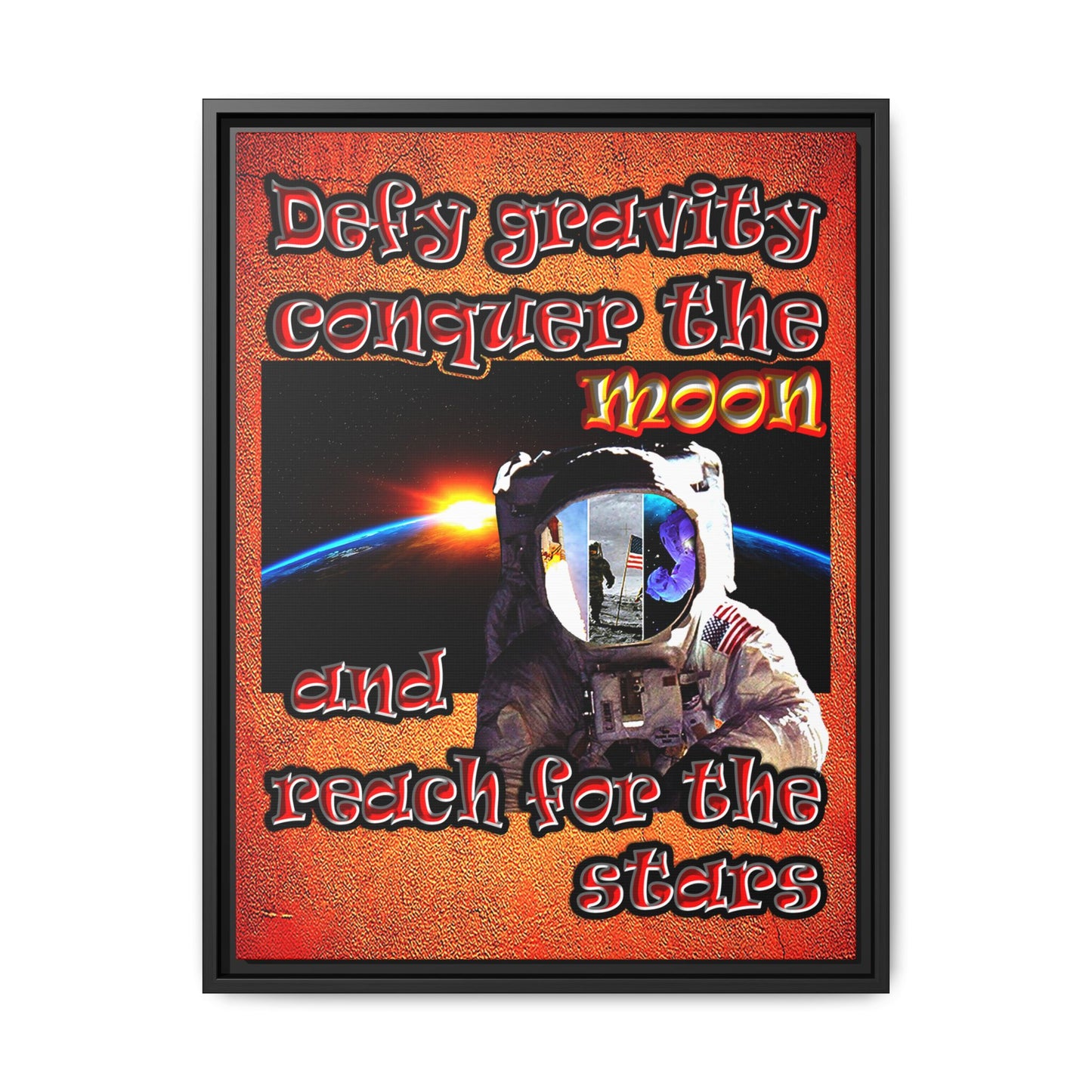 defy conquer reach - framed canvas art (burnt orange)