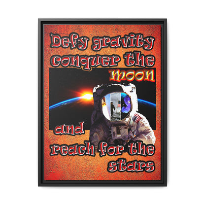 defy conquer reach - framed canvas art (burnt orange)