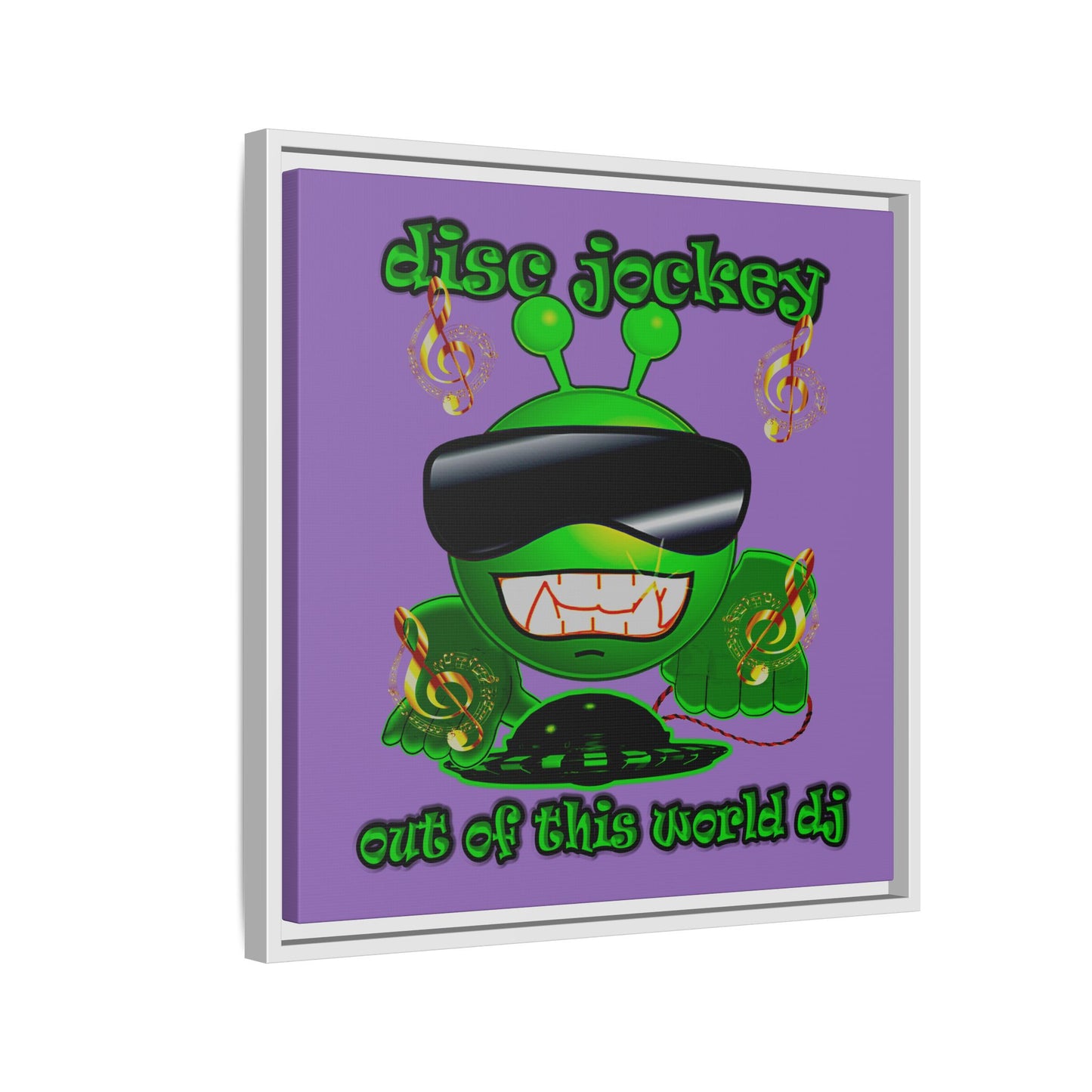 disc jockey - framed canvas art (light purple)