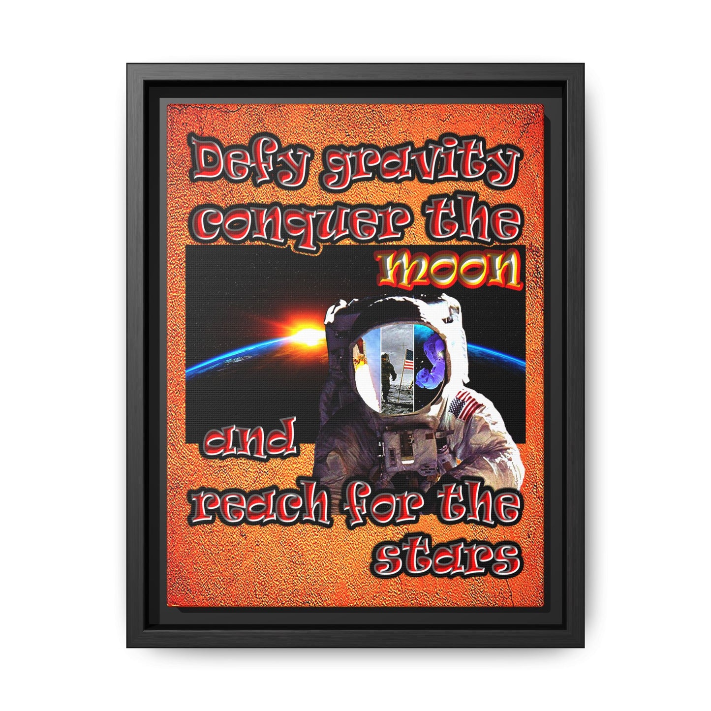 defy conquer reach - framed canvas art (burnt orange)