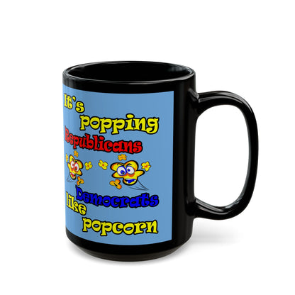 popping like popcorn - Black Mug (light blue)