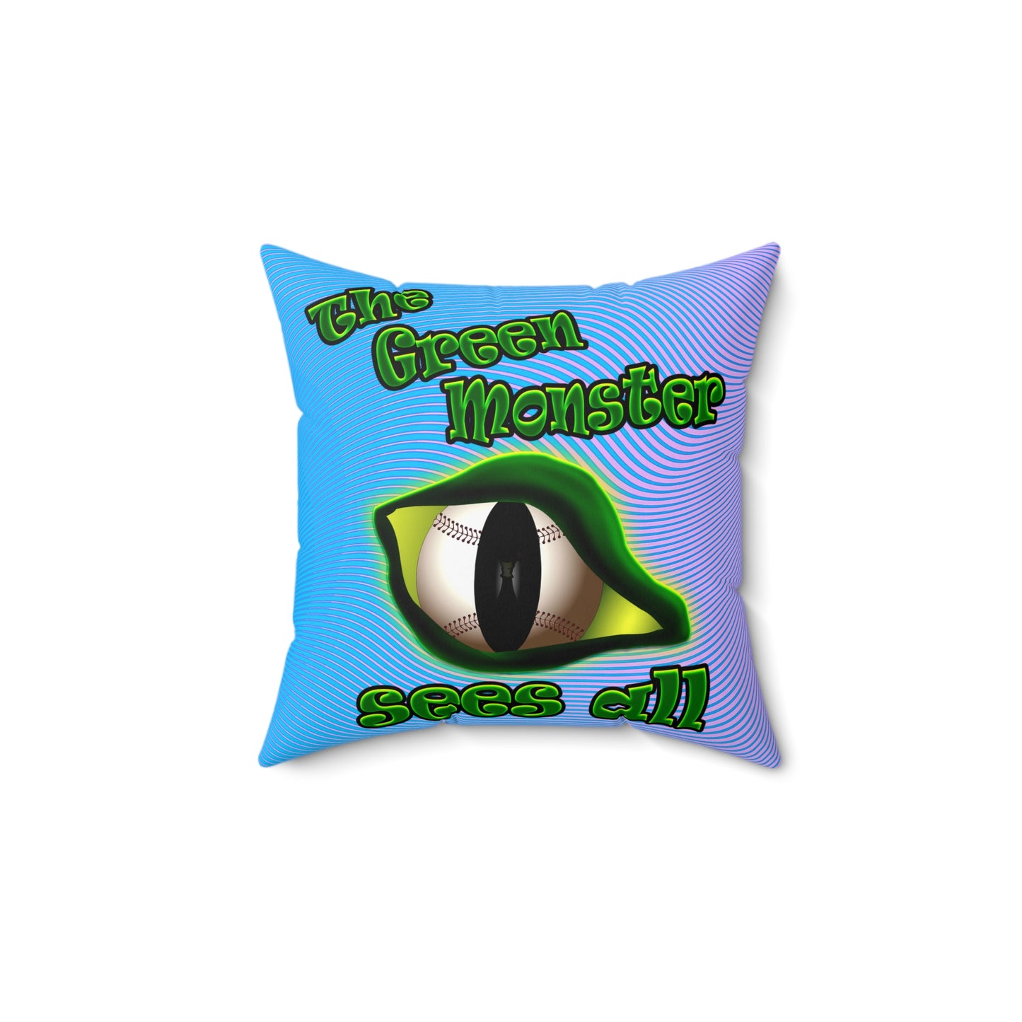 green monster - Spun Polyester Square Pillow - (light blue-purple wave)