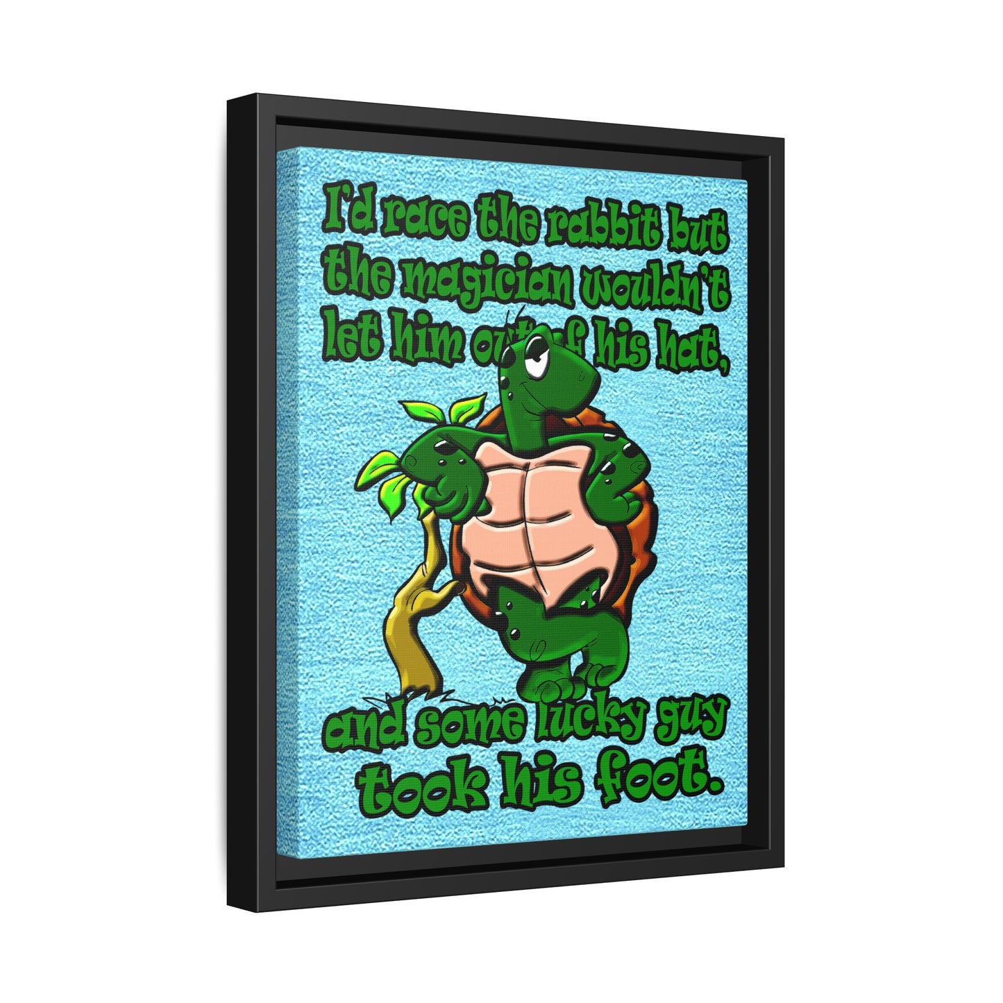turtle race - framed canvas art (faded blue)
