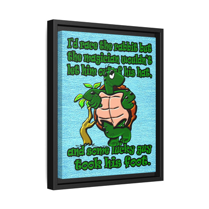 turtle race - framed canvas art (faded blue)