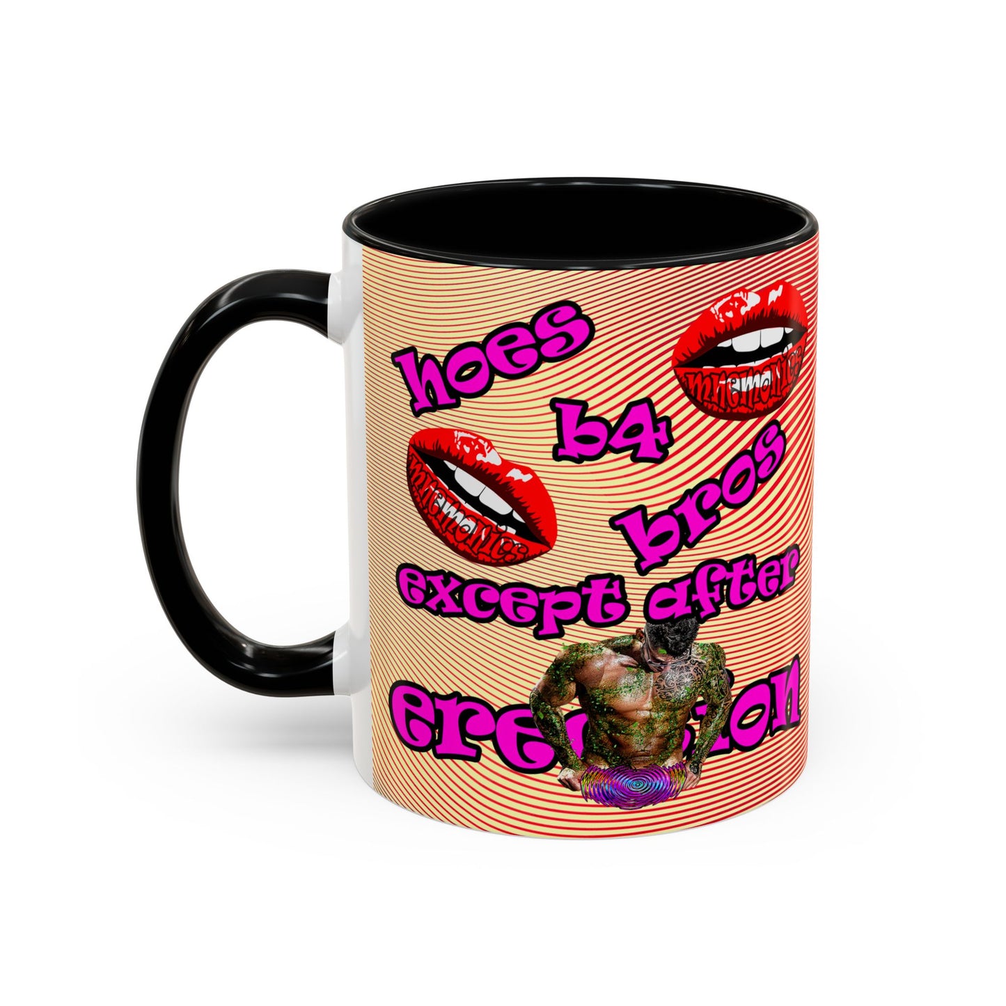 hoes b4 bros - Accent Mug (yellow-orange wave)