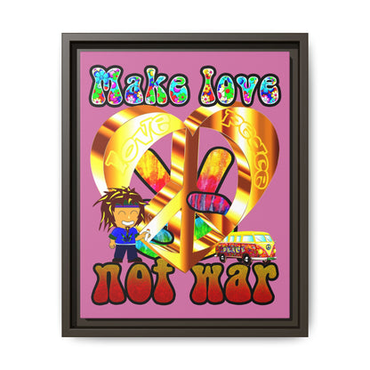 love peace - framed canvas art (light pink)