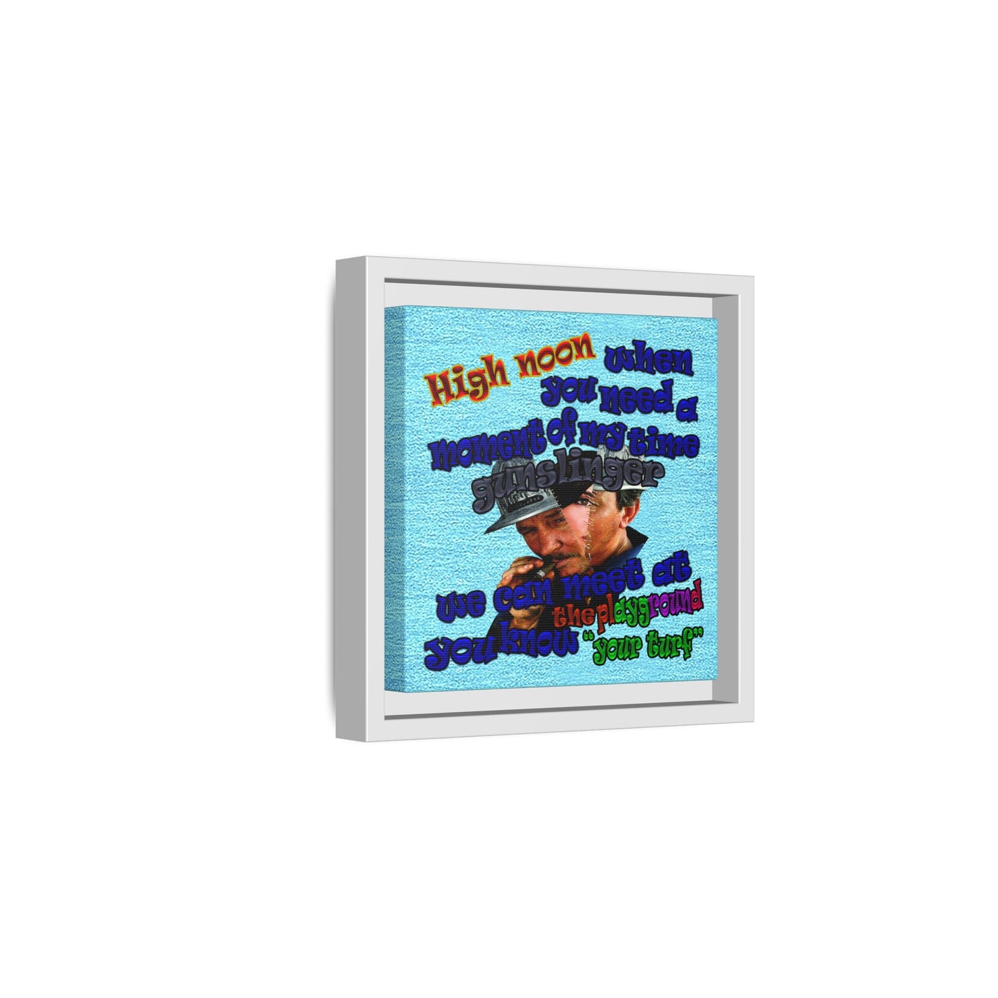 high noon - framed canvas art (faded blue)