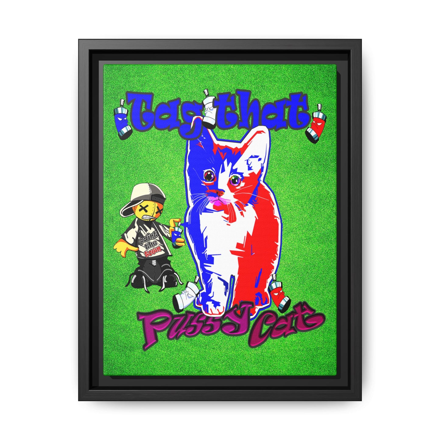 tag that - framed canvas art (green turf)