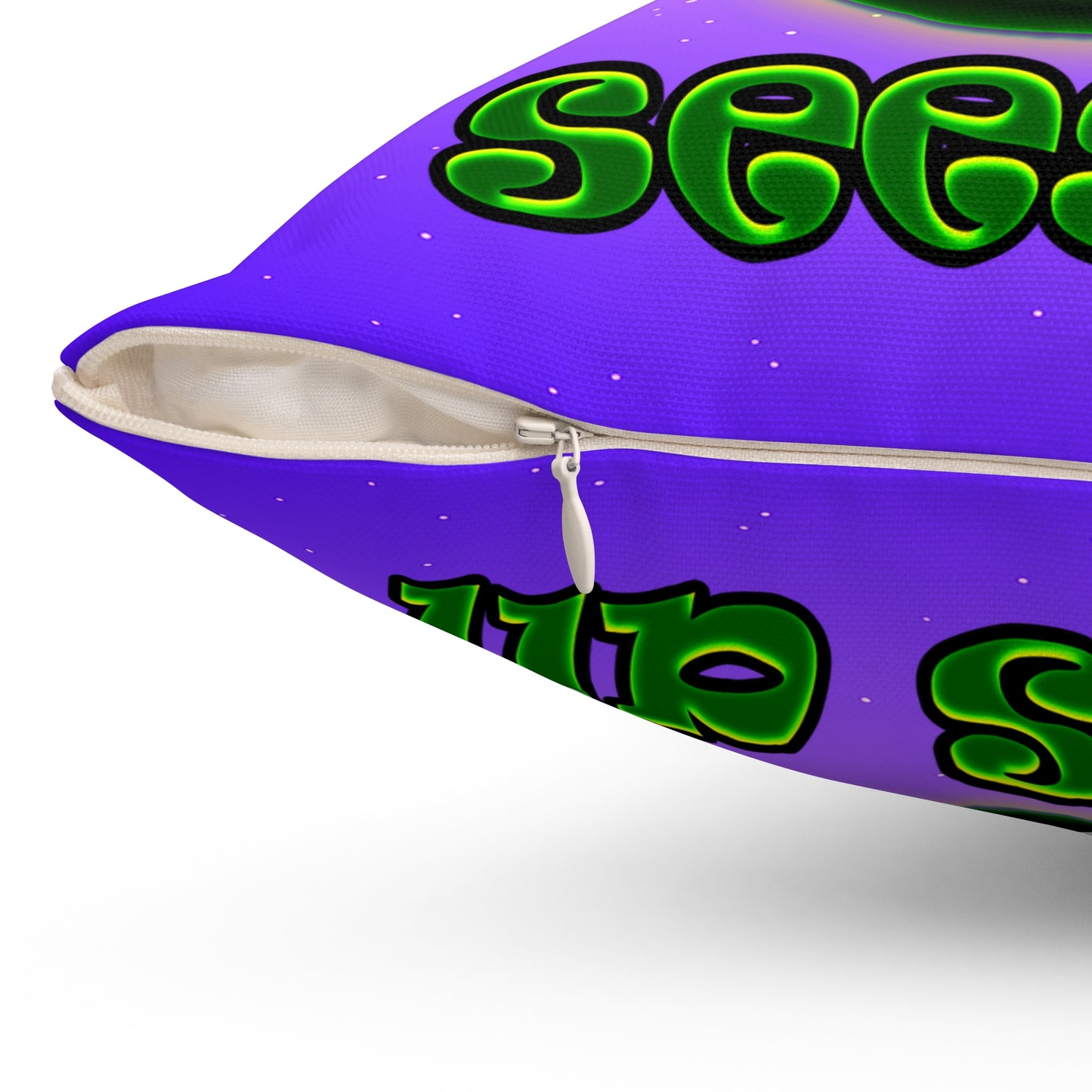 green monster - Spun Polyester Square Pillow - (purple-pink wave)