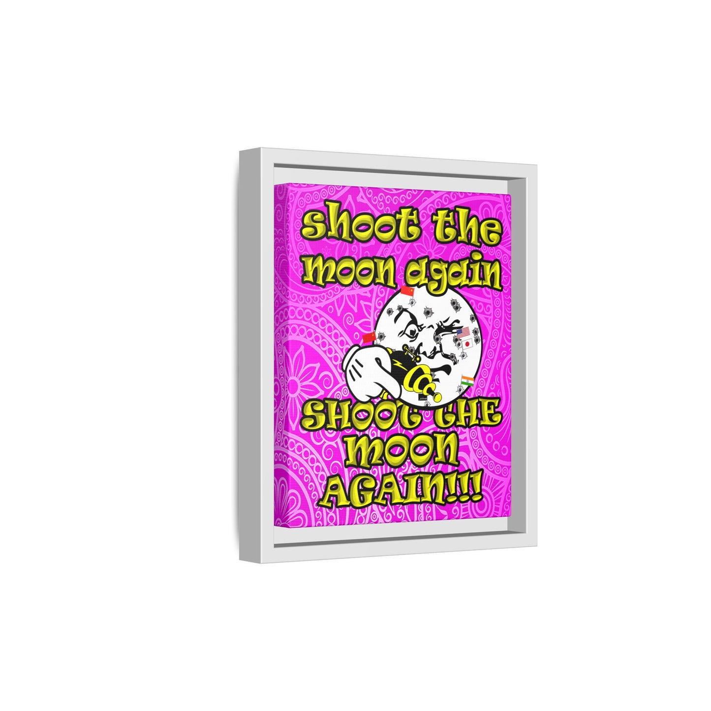 shoot the moon again - framed canvas art (pink swirl)