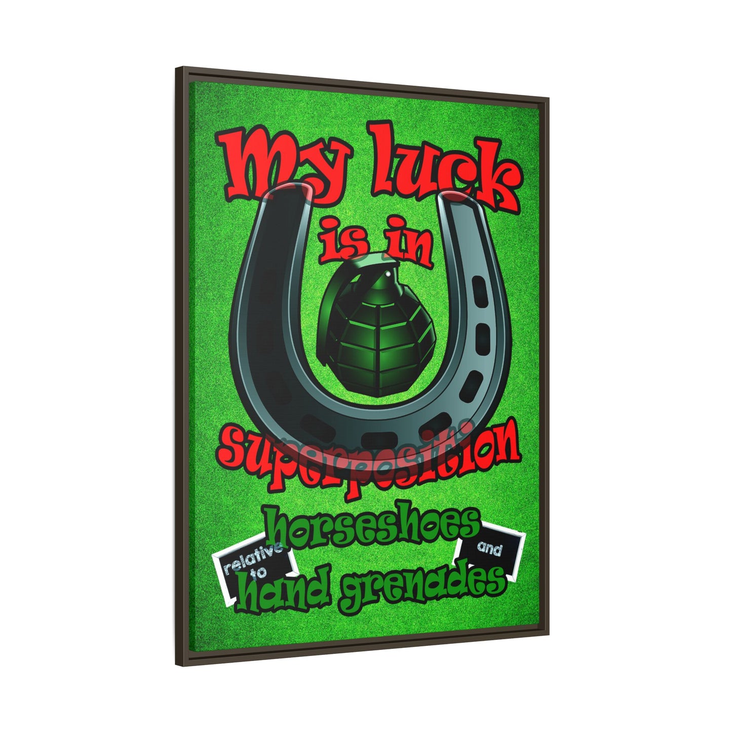 my luck - framed canvas art (green turf)