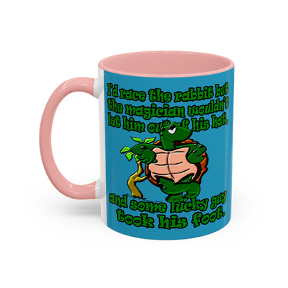 turtle race - Accent Mug (turquoise)