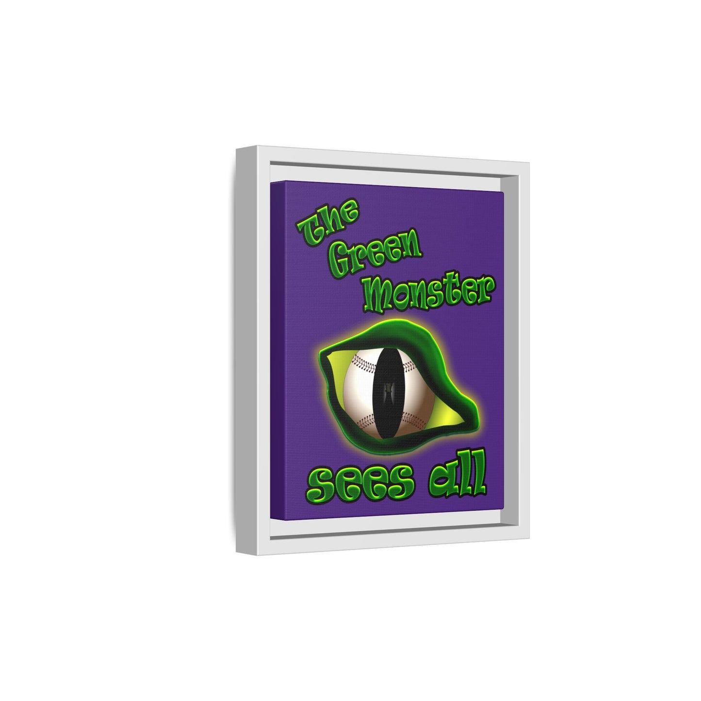 green monster - framed canvas art (purple)