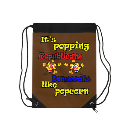 popping like popcorn - Drawstring Bag (brown)