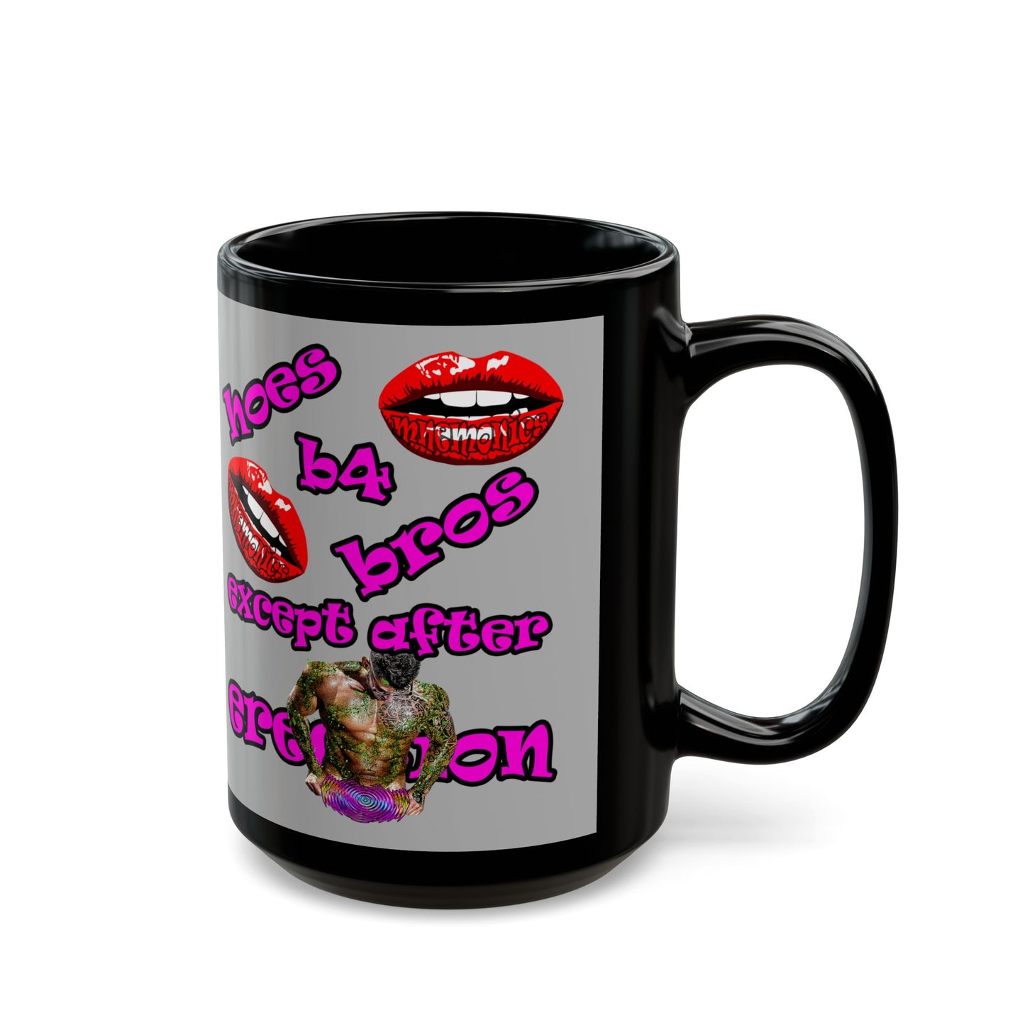 hoes b4 bros - Black Mug (light grey)