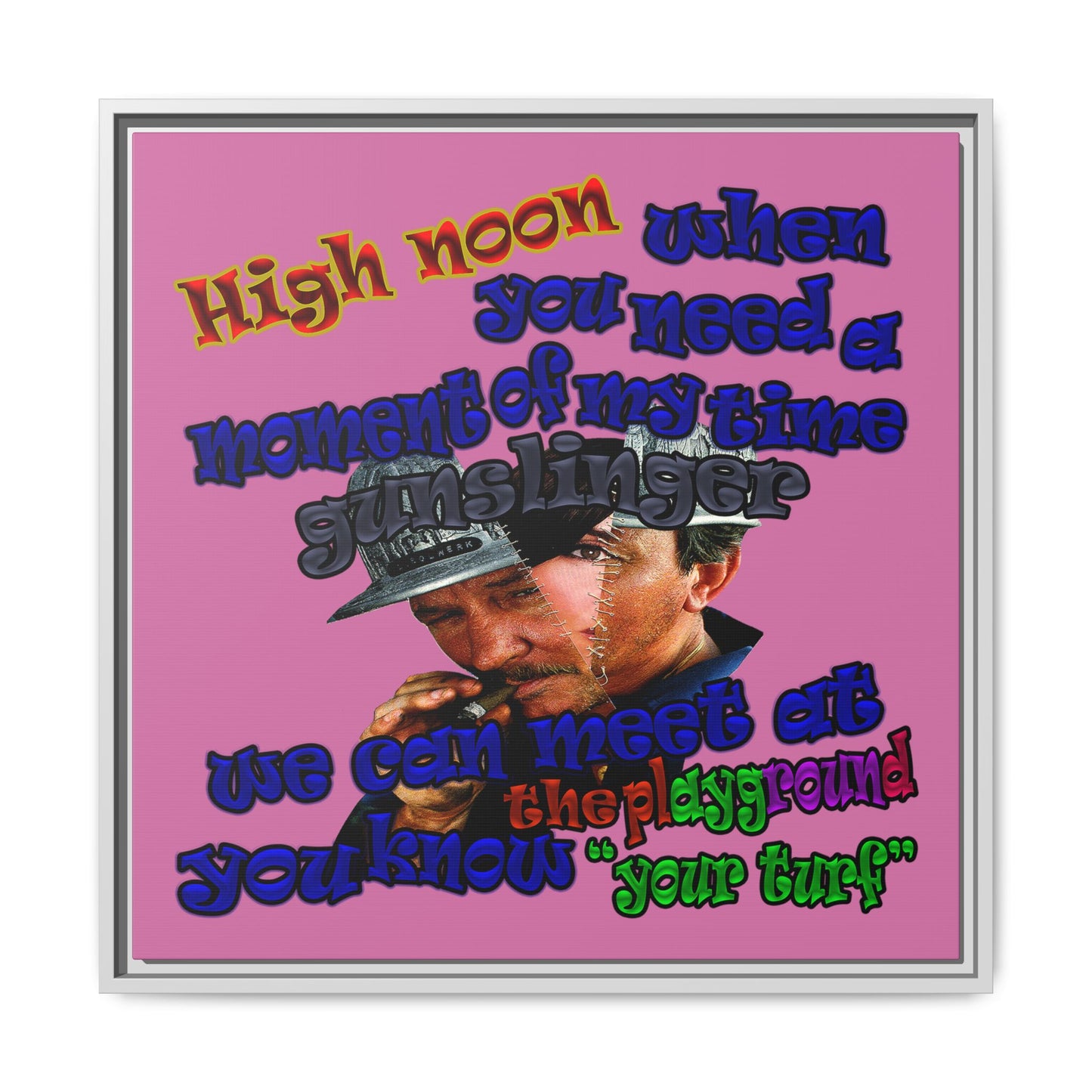 high noon - framed canvas art (light pink)