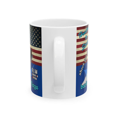 shoot for the stars - White Mug (dark blue)