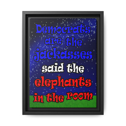 donkeys and elephants - framed canvas art ('snoops' background)
