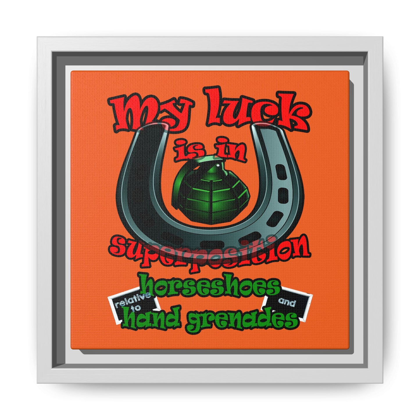 my luck - framed canvas art (orange)