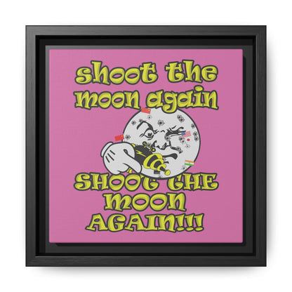 shoot the moon again - framed canvas art (light pink)