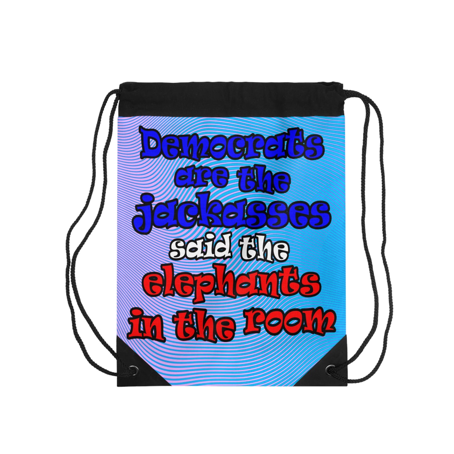 donkeys and elephants - Drawstring Bag (light blue-purple wave)