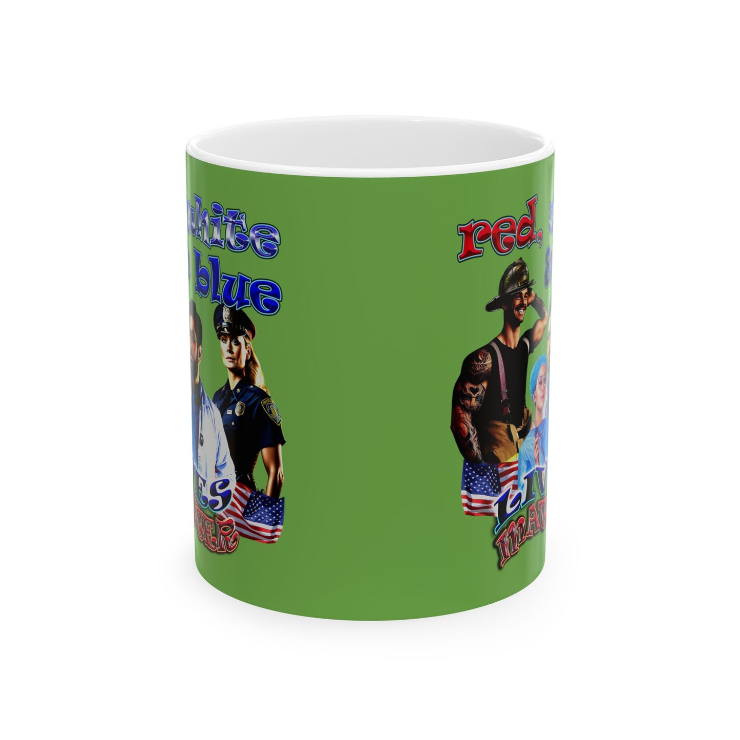 rw&b lives matter - White Mug (green)