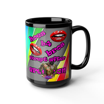 hoes b4 bros - Black Mug (rainbow split)