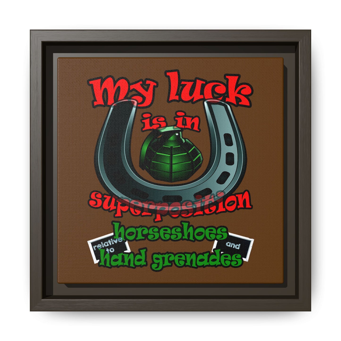 my luck - framed canvas art (brown)
