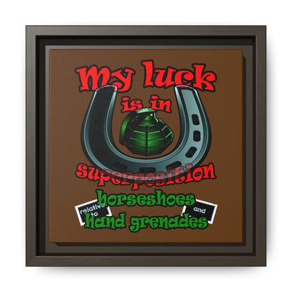 my luck - framed canvas art (brown)