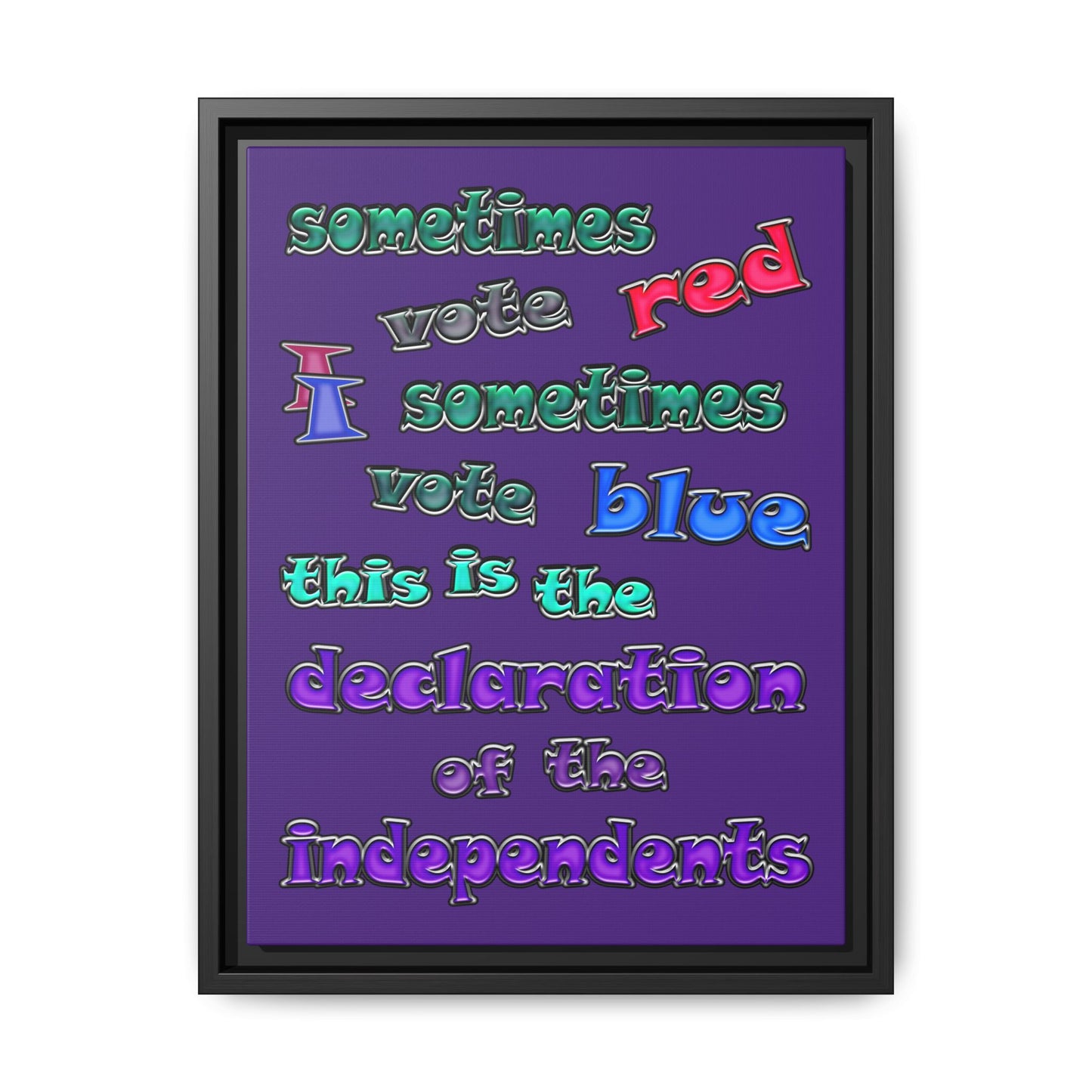declaration of the independents - framed canvas art (purple)
