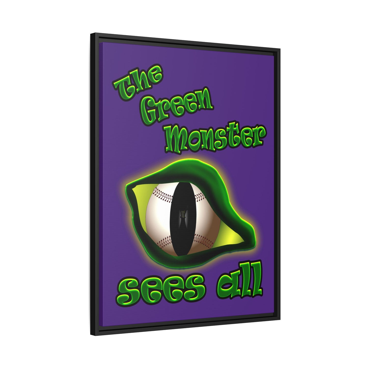 green monster - framed canvas art (purple)