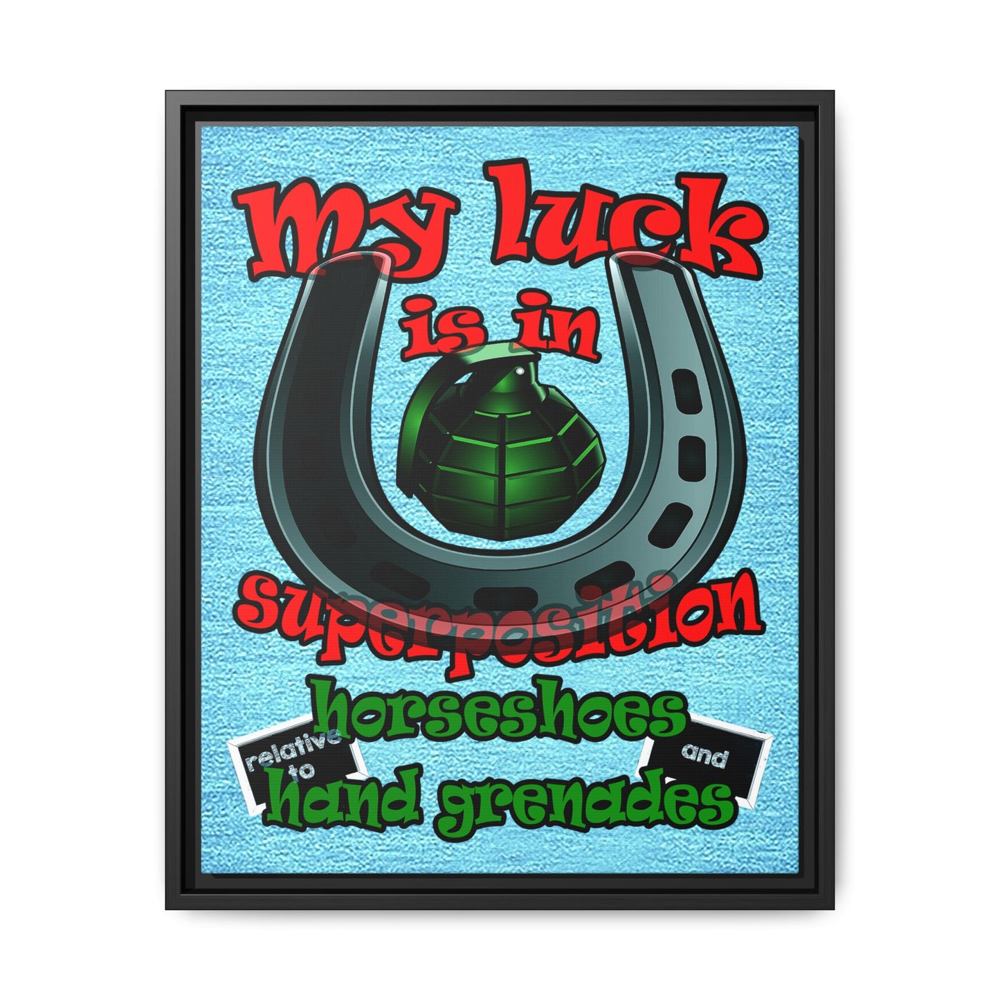 my luck - framed canvas art (faded blue)