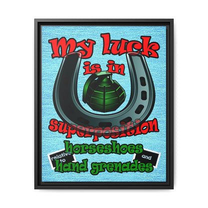 my luck - framed canvas art (faded blue)