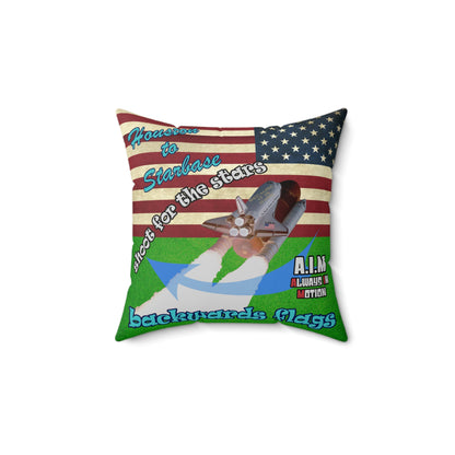 shoot for the stars - Spun Polyester Square Pillow - (green turf)