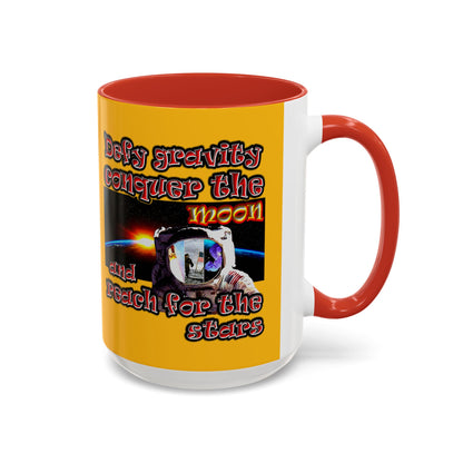 defy conquer reach - Accent Mug (yellow)