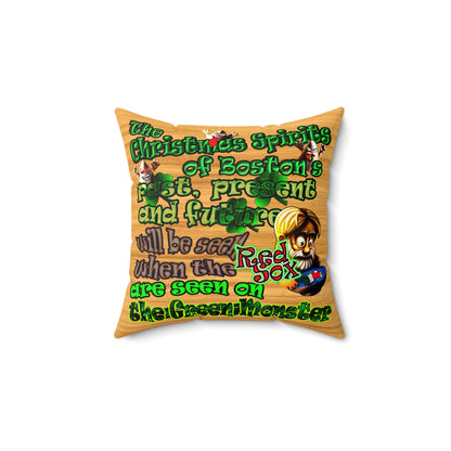 christmas spirits of boston - Faux Suede Square Pillow - (butterscotch wood finish)