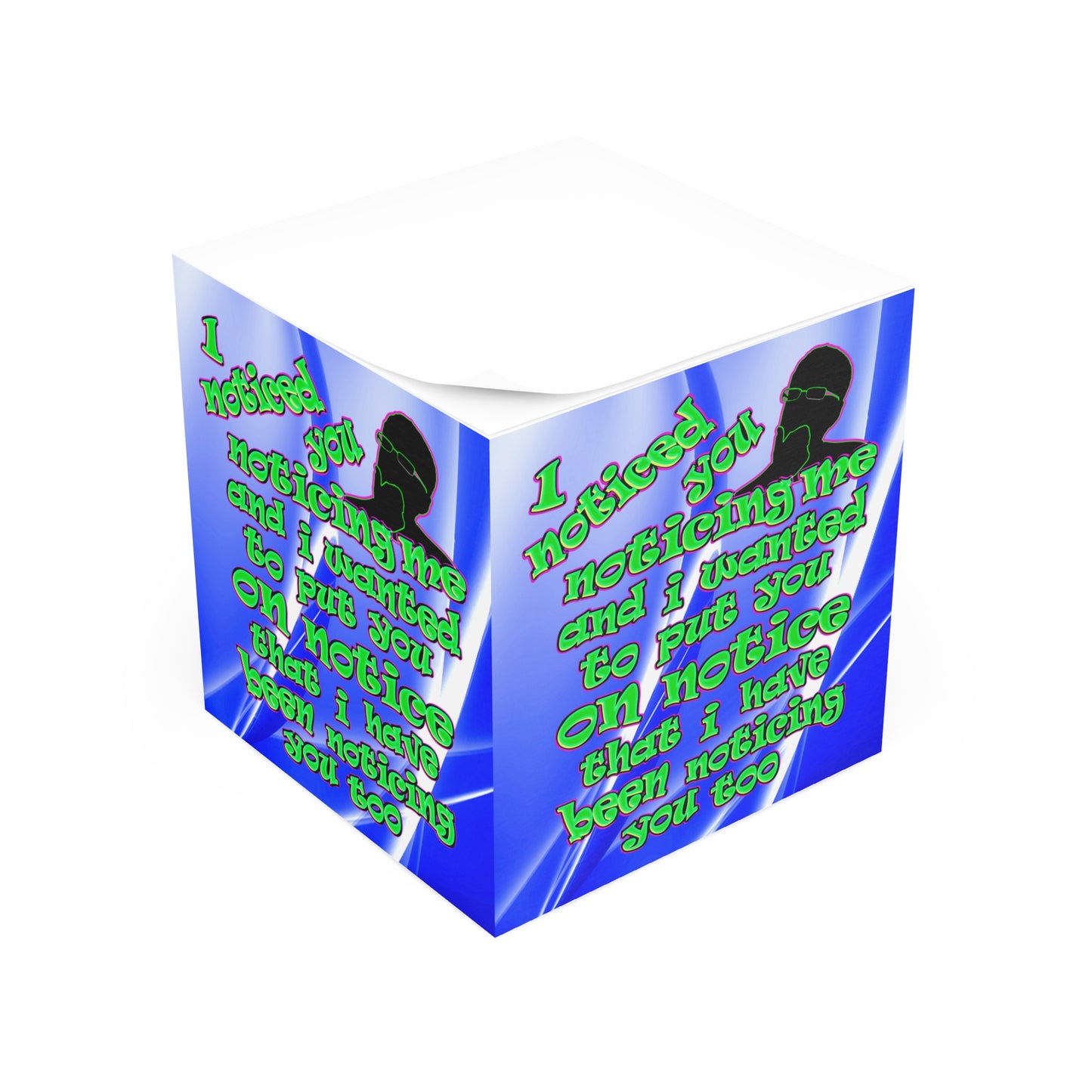 noticed you noticing - note cube (blue-white wave)