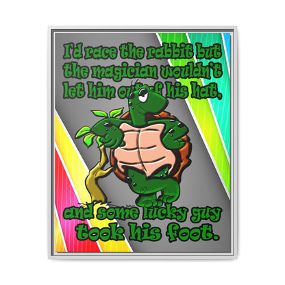 turtle race - framed canvas art (rainbow split)