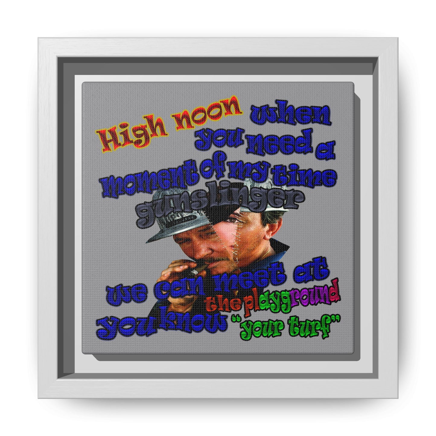 high noon - framed canvas art (grey)