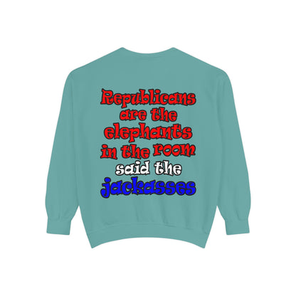 donkeys and elephants - Unisex Garment-Dyed Sweatshirt