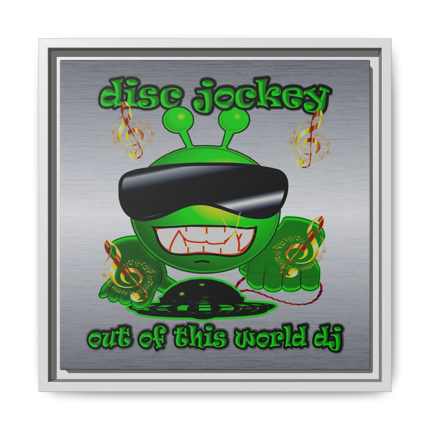 disc jockey - framed canvas art (brushed nickel)