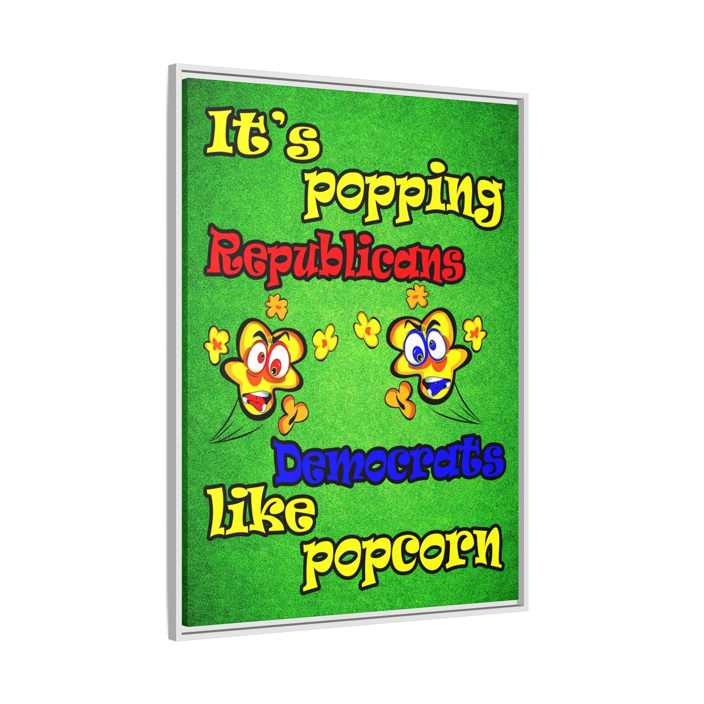 popping like popcorn - framed canvas art (green turf)