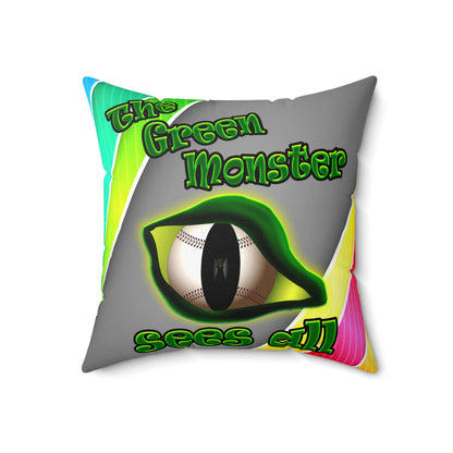 green monster - Spun Polyester Square Pillow - (rainbow split)