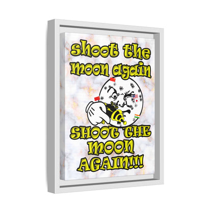 shoot the moon again - framed canvas art (white marble)