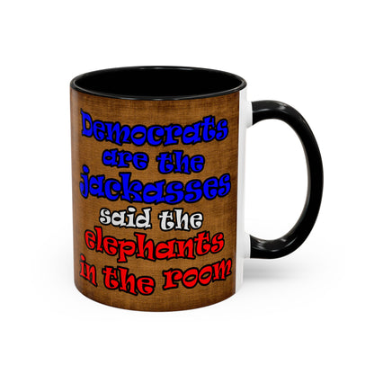 donkeys and elephants - Accent Mug (brown papyrus)