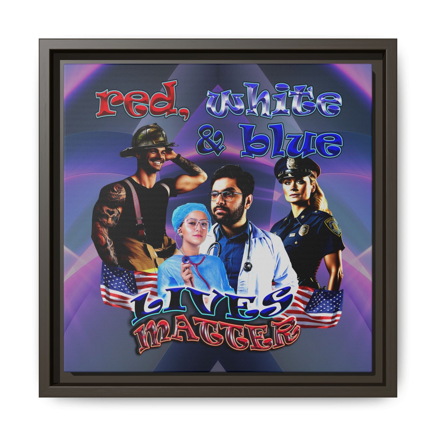 rw&b lives matter - framed canvas art (grey-pink wave)